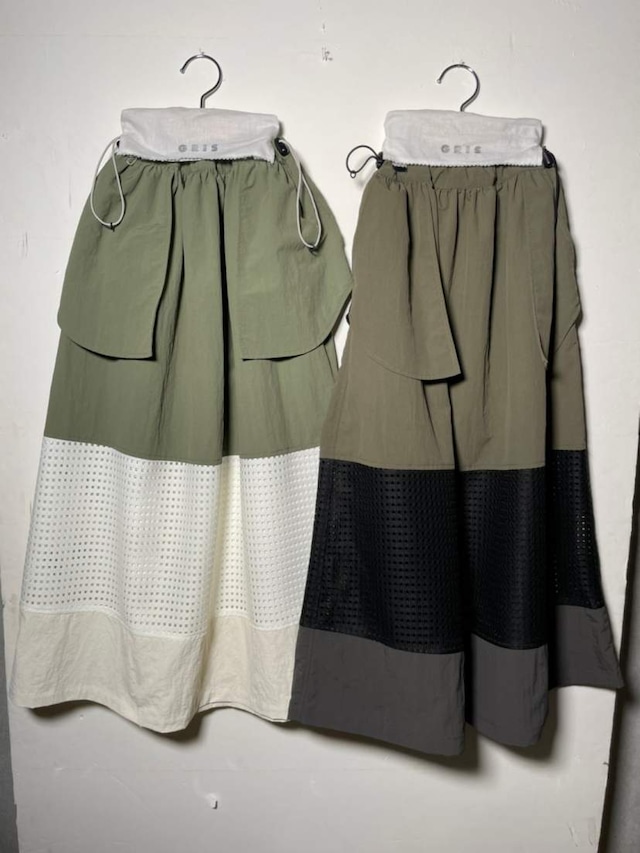 【23SS】GRIS ( グリ )　Layered Gathered Skirt ［ S / M ］ OliveMix　スカート