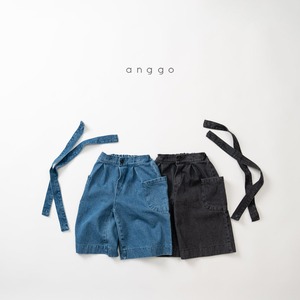 【anggo】サスペンダー付きワイドデニム ブラック 80〜120cm 241016