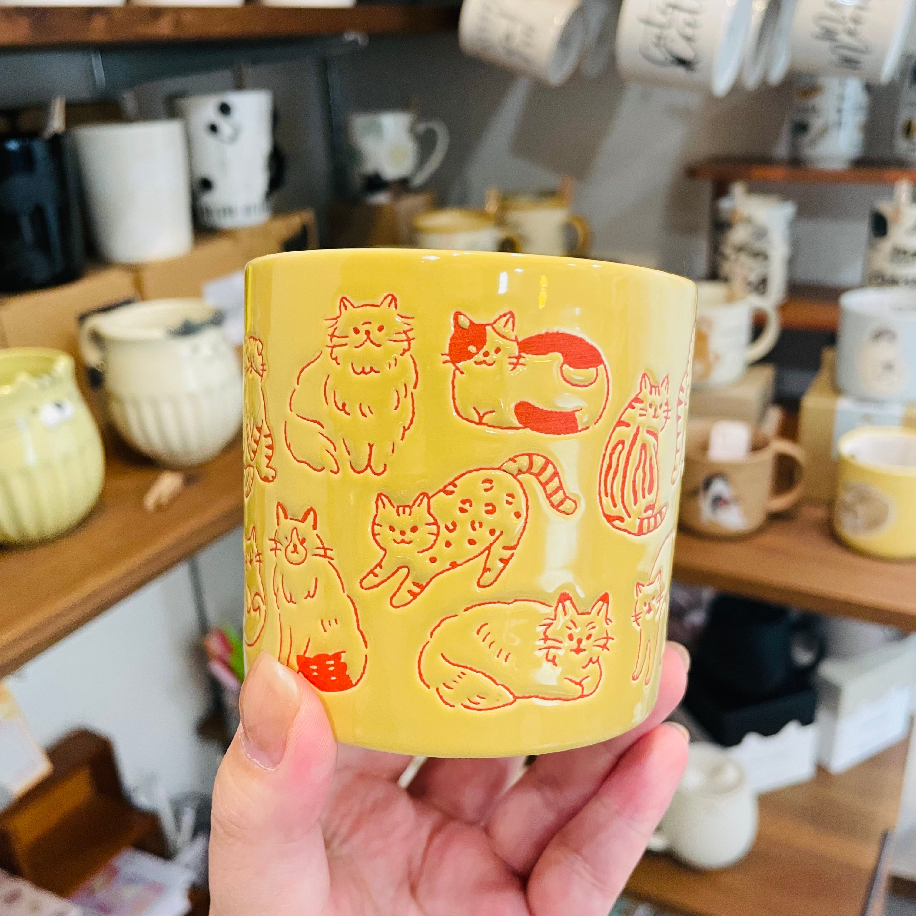 マグカップ｜ネコまみれマグ｜猫雑貨 猫モチーフ 猫柄 猫グッズ おうち時間 黒猫 プレゼント プチギフト 贈り物