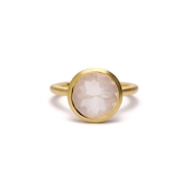 S925 SINGLE STONE MATT RING -ROSE QUARTZ- 02