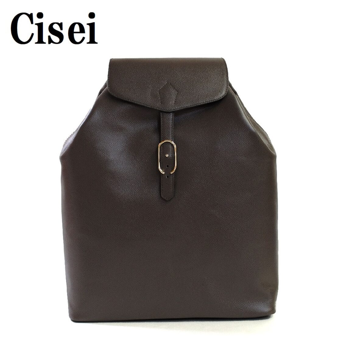 中古】シセイ Cisei 儚く レザー クラッチバッグ ダークブラウンx 