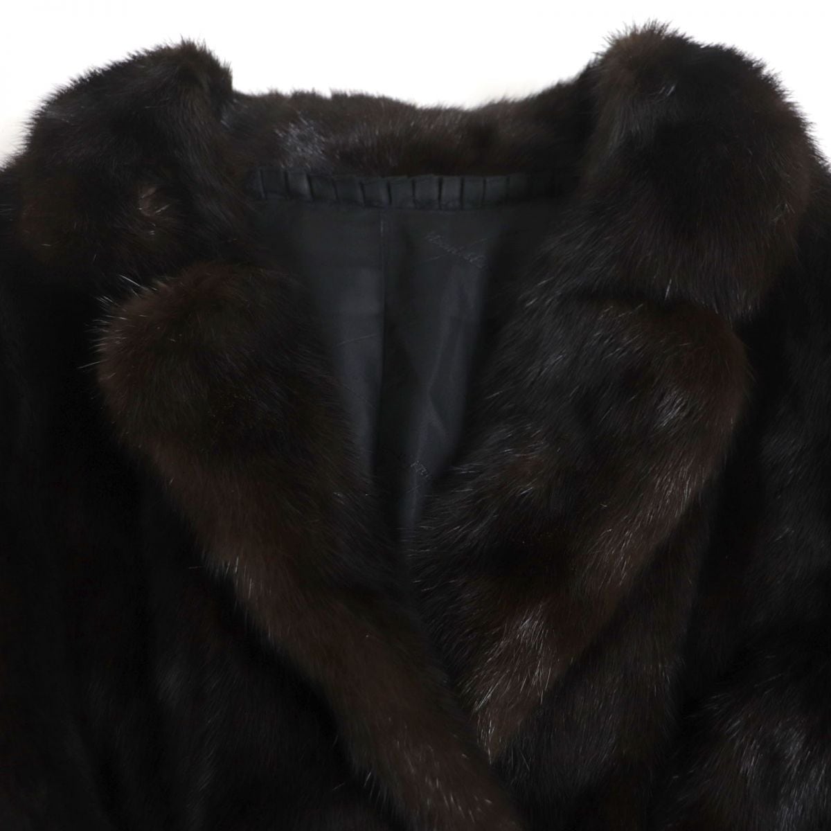 極美品▼OS FUR　MINK　シェアードミンク　本毛皮ロングコート　ブラック　F　毛質柔らか◎