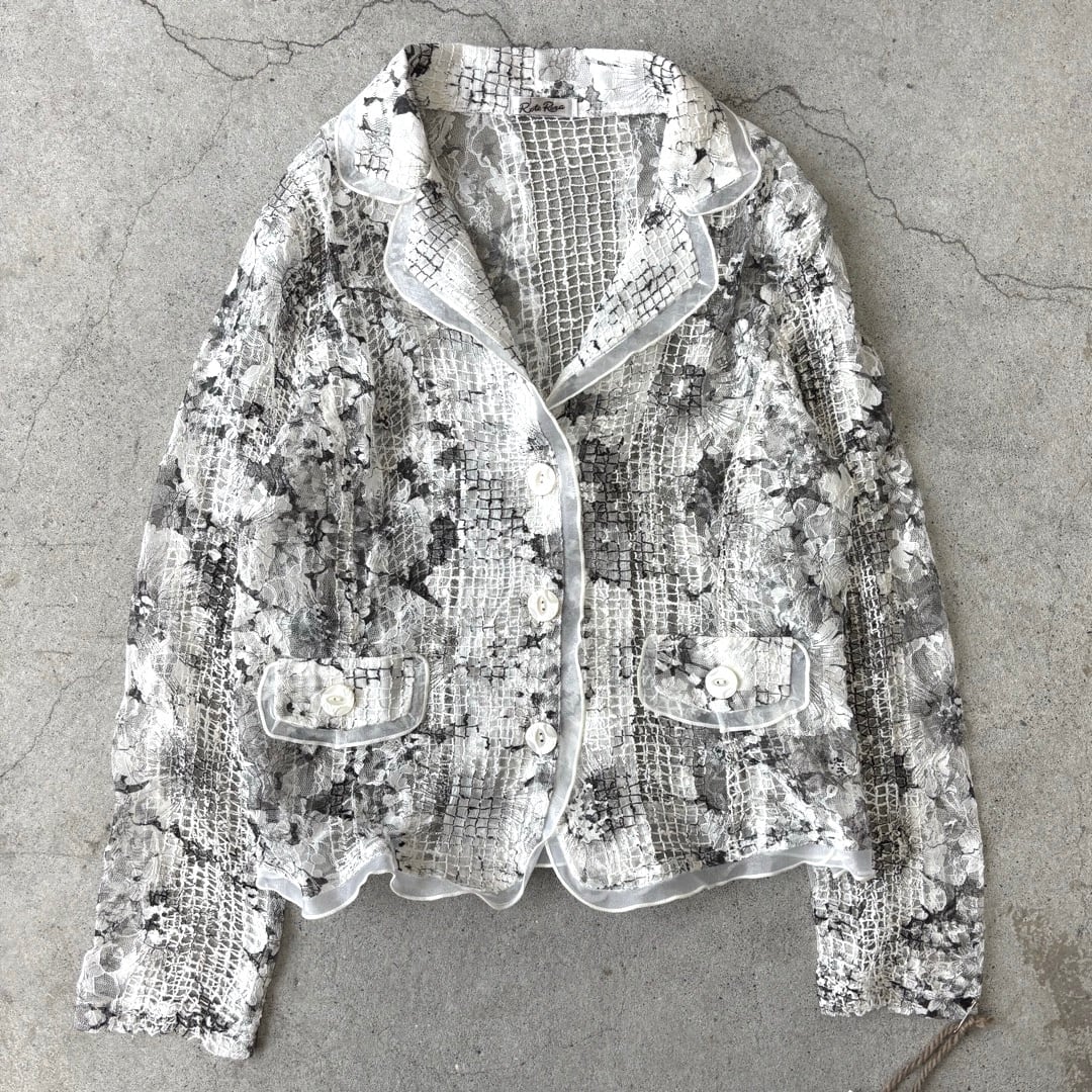 jacket / シースルージャケット 花柄 白 #c106 | KAU
