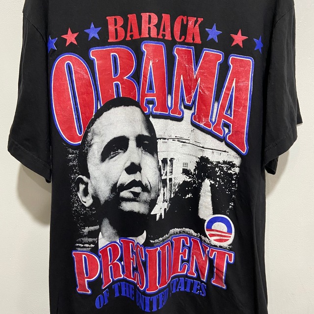 『送料無料』オバマ大統領　プレジデントTシャツ　メンズL　シカゴ　黒　バラク・オバマ