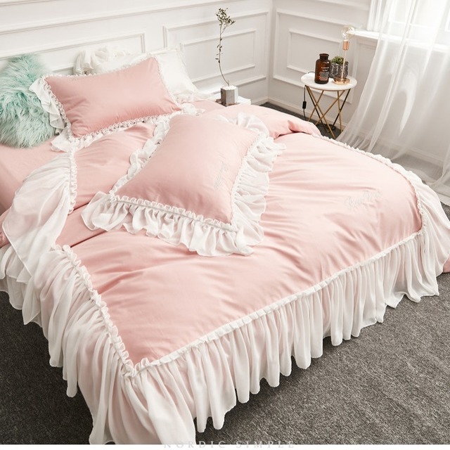 Sd D Q Best Wish シフォンフリル プリンセス ベッドカバー 4点セット Roomfort Sd D Q Best Wish シフォンフリル プリンセス ベッドカバー 4点セット Roomfort