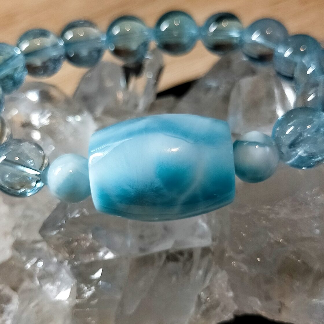 最高品質 極上 天然 樽型 特大 ラリマー ブルートパーズ デザイン  