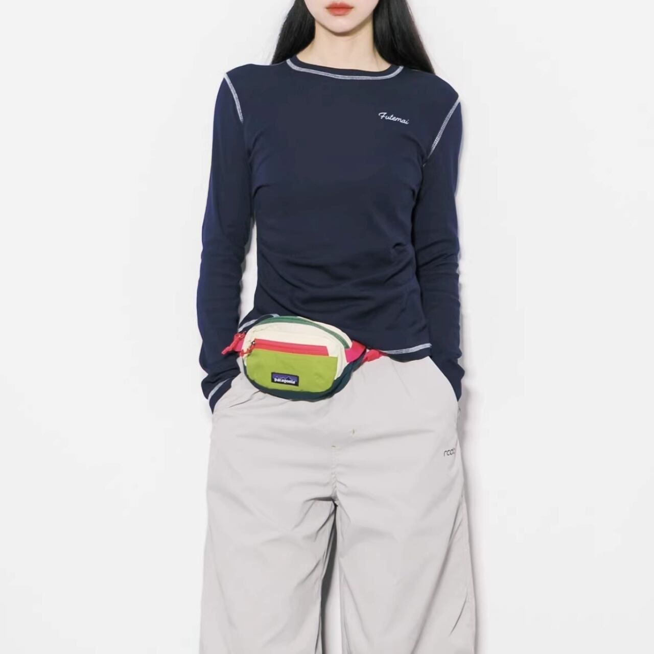 サイドシャーリングステッチロングスリーブTシャツ C01195