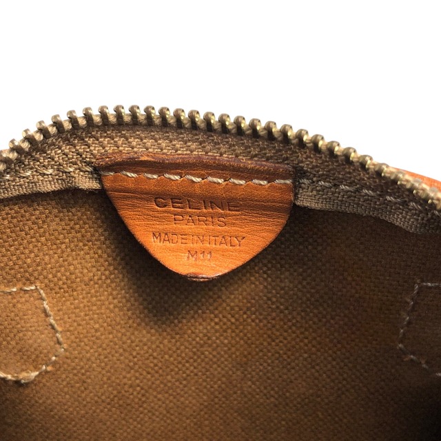 CELINE セリーヌ マカダム ショルダーバッグ ブラウン PVCレザー マイクロ 2way ミニバッグ vintage ヴィンテージ オールド rikxpc