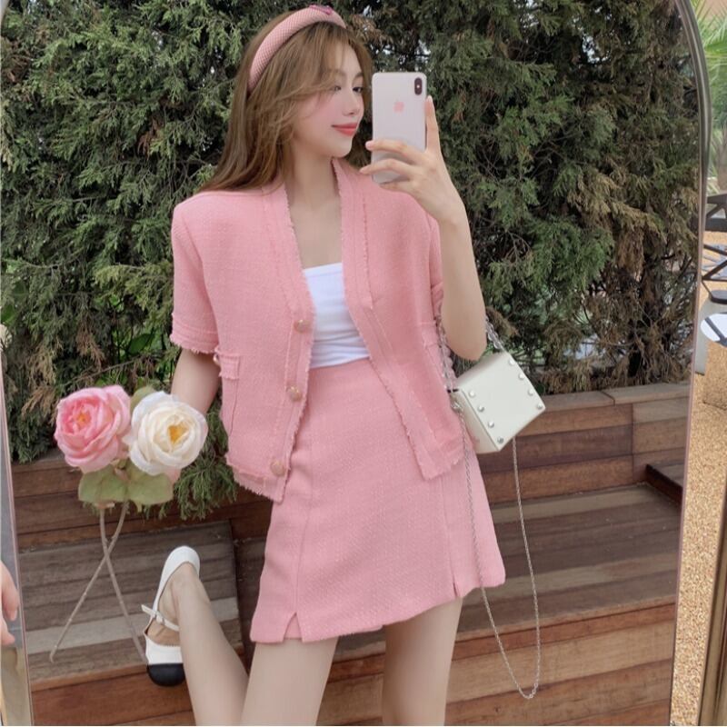 サマージャケット ハイウェストウェストスカート 夏物 ハンチェンe37879162446