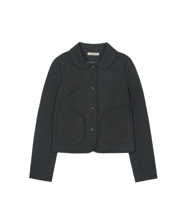 [COYSEIO] ROUNDED RAW HEM JACKET CHARCOAL 正規品 韓国ブランド 韓国通販 韓国代行 韓国ファッション コイセイオ 日本 店舗
