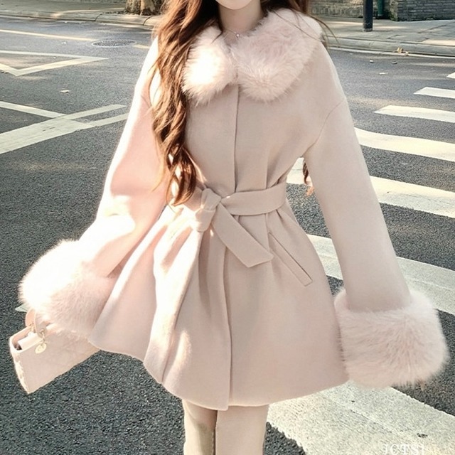 マシュマロピンクファーコート　C151