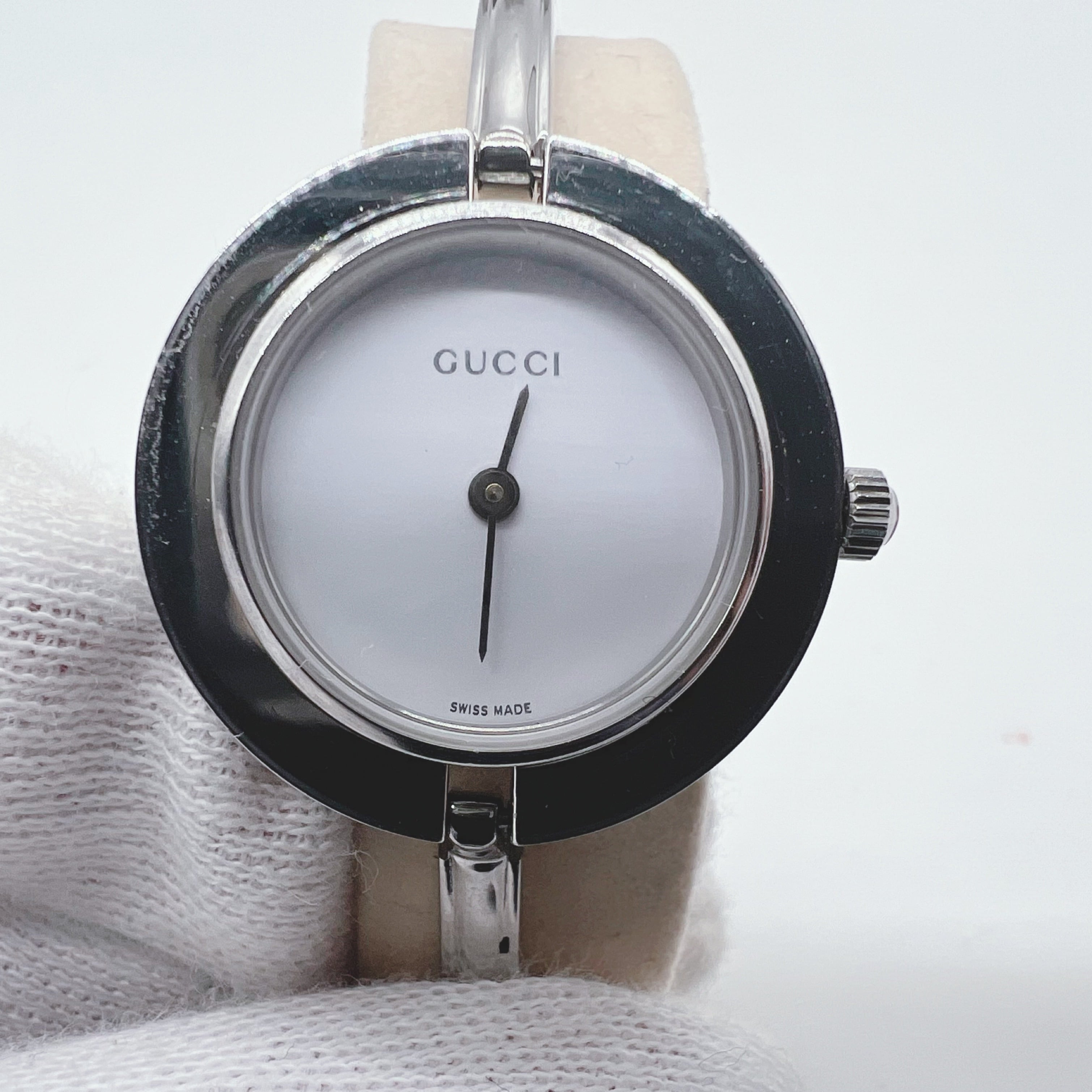 正規品GUCCI 稼働グッチチェンジベゼル 11/12.2L シルバー 電池新品