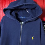POLO RALPH LAUREN ジップパーカー　ネイビー　黄ポニー　フード裏サーマル