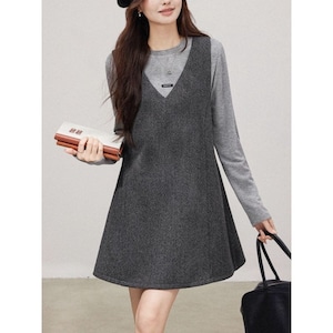 グレーシンプルジャンパーワンピース 00927