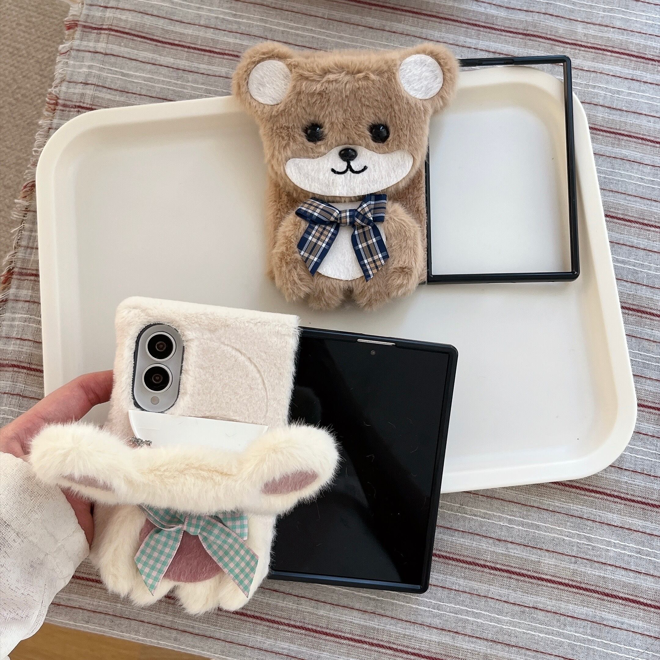 もこもこ Galaxy Z Fold8 / Fold8 Ultra ケース くま ベア ぬいぐるみ