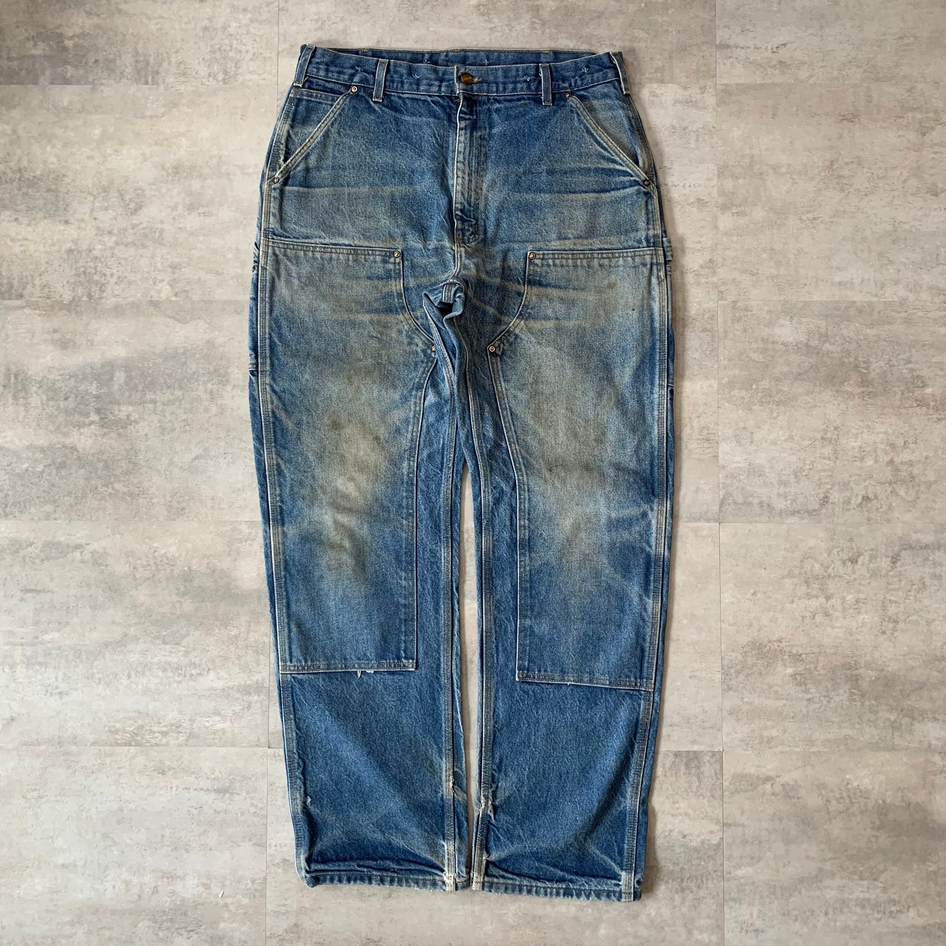 carhartt カーハート ダブルニー デニムパンツ 雰囲気系 鬼ヒゲ 色落ち◎