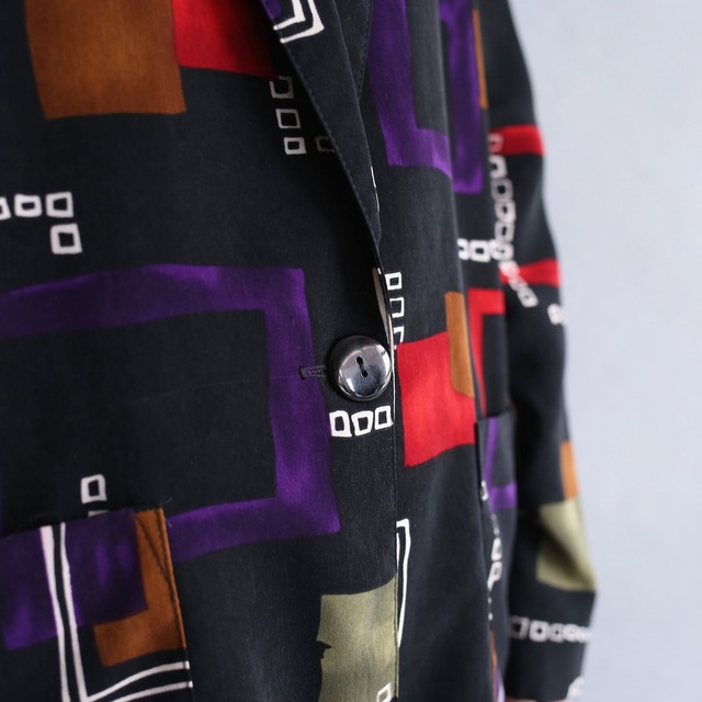 black base colorful square art pattern 1b easy tailored jacket