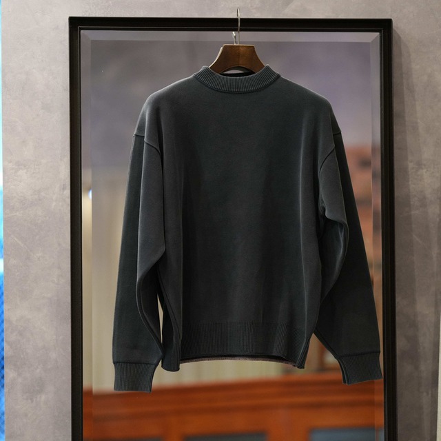 Olde H & Daughter(オールドエイチアンドドーター) 26SS "DISTRESSED EFFECT COTTON CREW P/O" -OVERCAST-