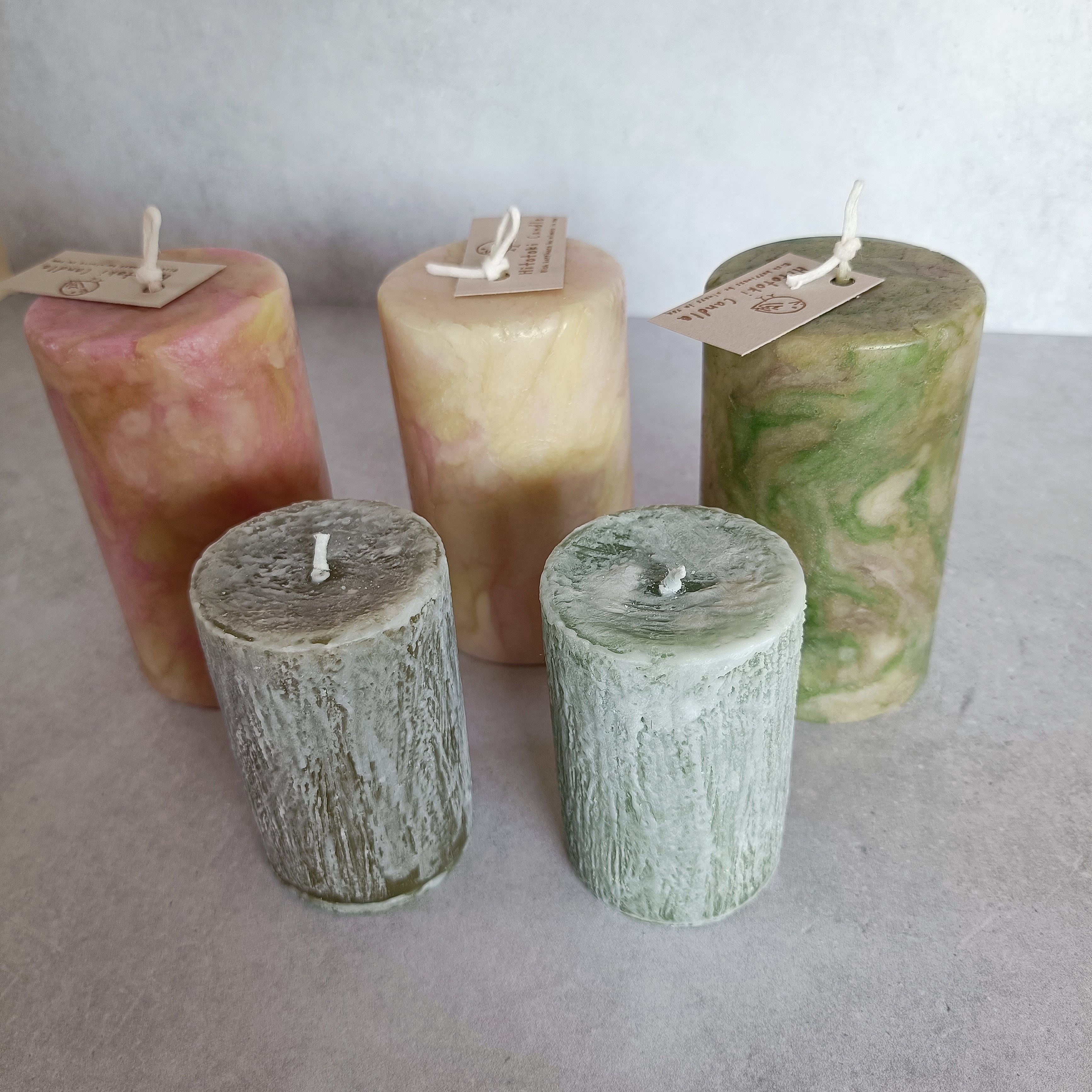 マーブルキャンドル 緑 | Hitotoki Candle-ボタニカルキャンドルの