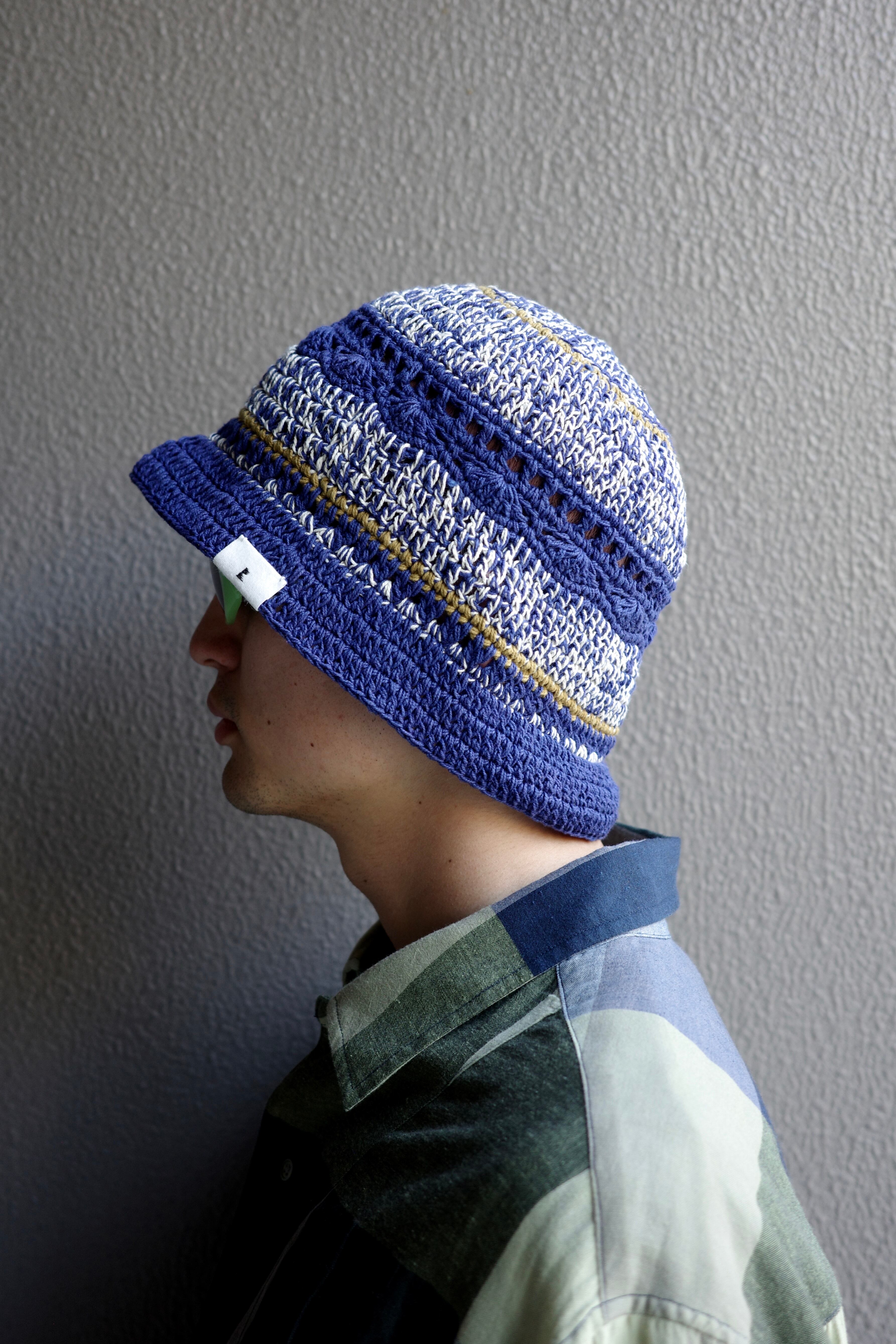 RL【Hand Made Multi Knit Hat -BLUE-】