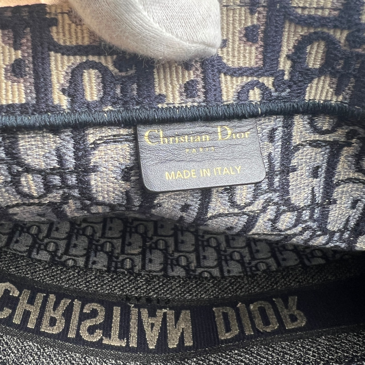 Christian Diorブックトート キャンバス トートバッグ ブルー A-10776