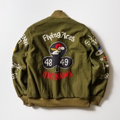 再構築ミリタリーウールシャツリメイク MA-1 ジャケットMILITARY MIX BOMBER JACKET