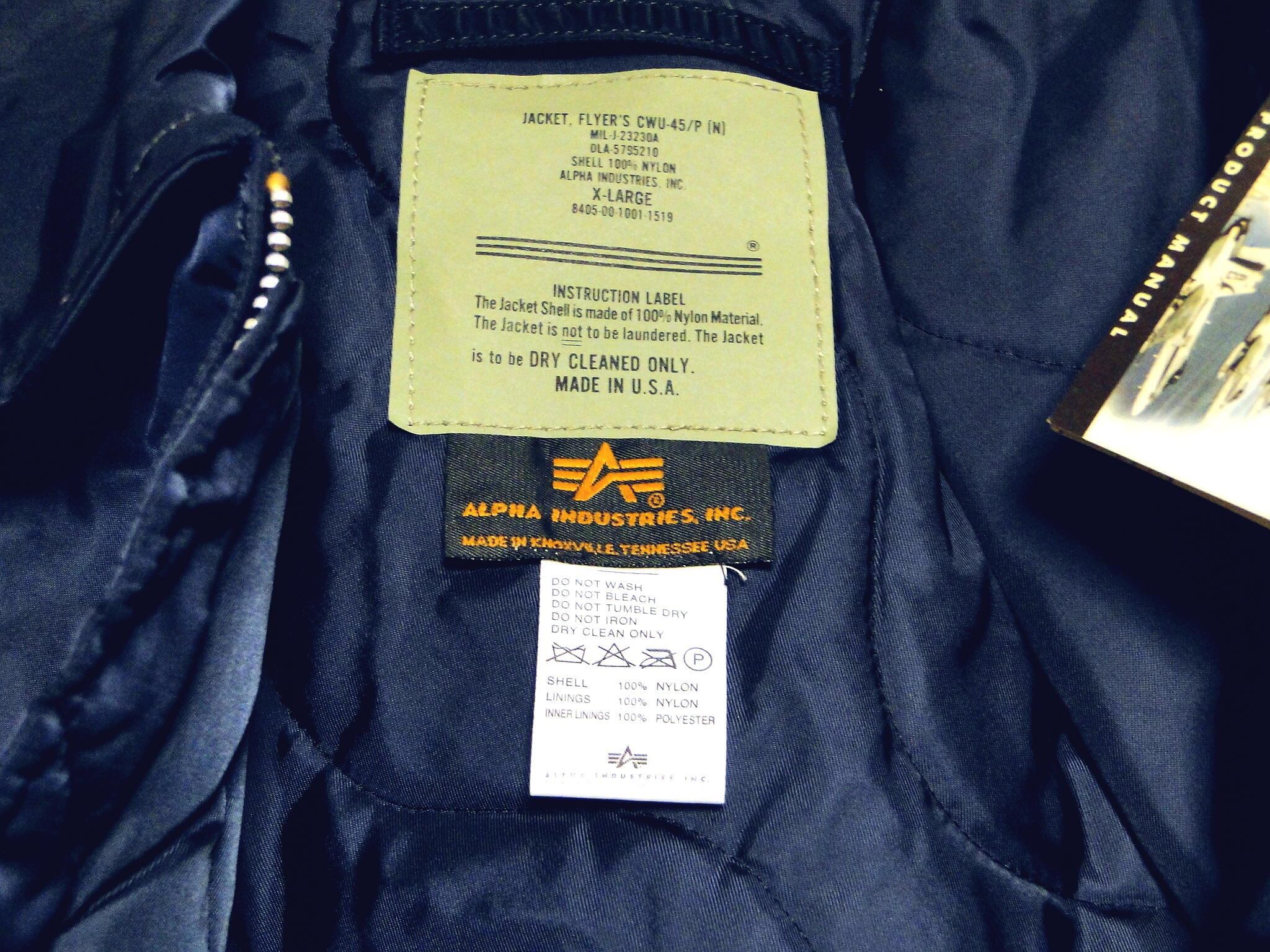 90s USA製　ALPHA アルファ　CWU-45 SIZE XL