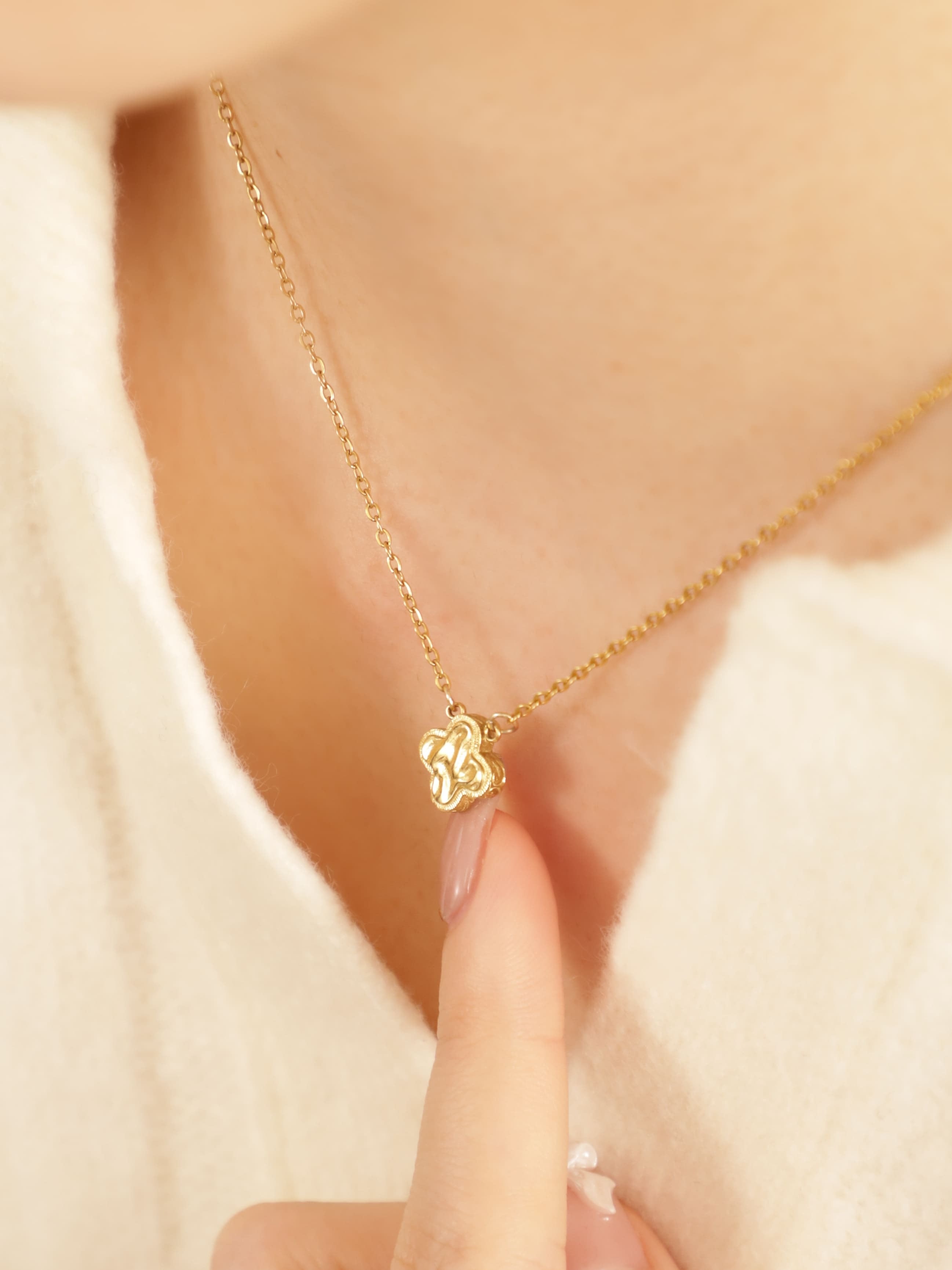 316L hawaiian trebol necklace #n79