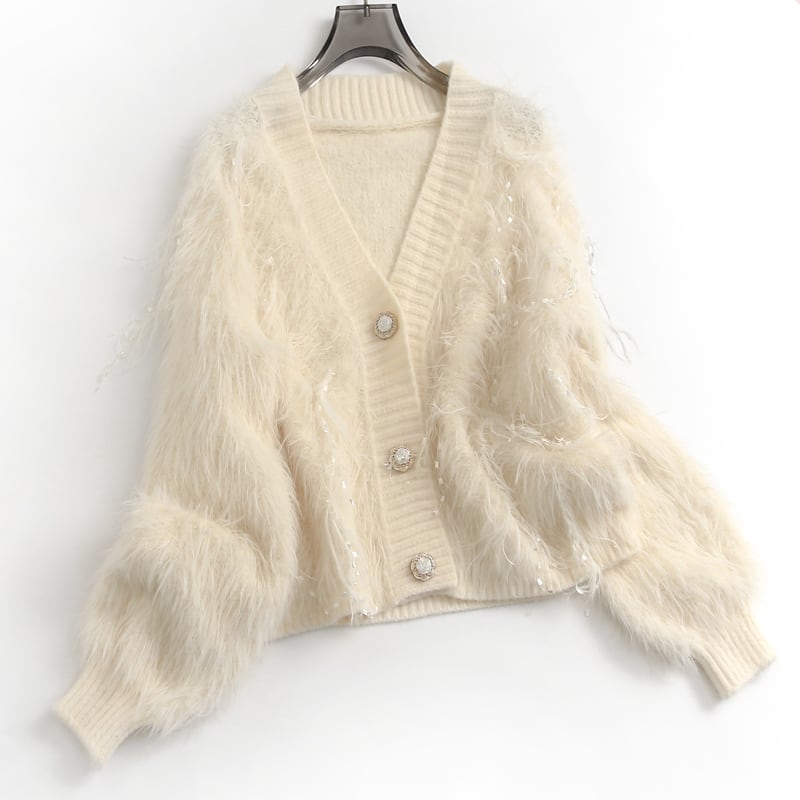 Button Front V-Neck Knit Cardigan TO0929