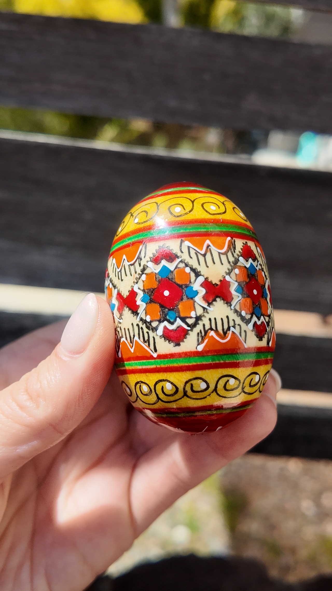 装飾用木製プィサンカ（イースターエッグ）with stand　コロミヤモデル - 4