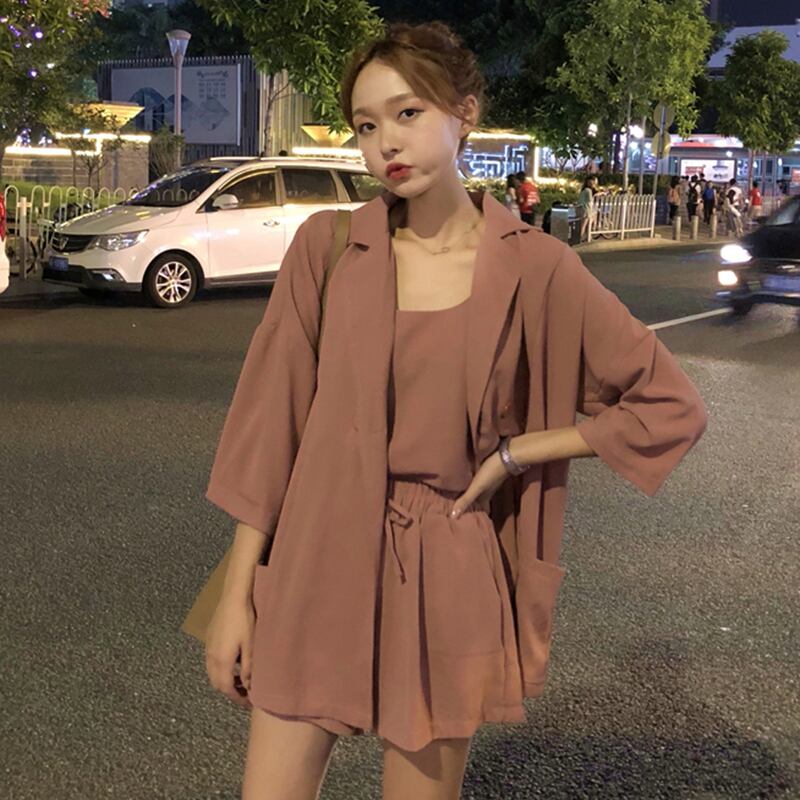 レッドレディーススプリングルーズジャケット ハイウェストウェストカジュアルワイドレッグショーツ 春物 ブルマー ワイドパンツ 1号婦人23211144086