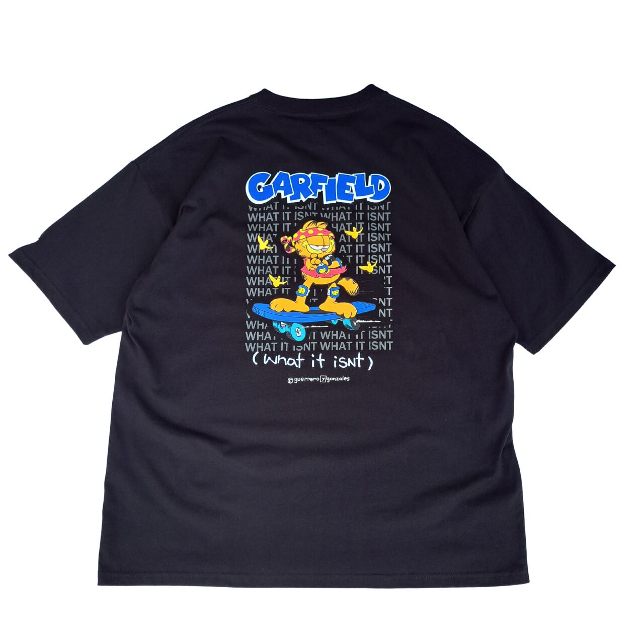 WHAT IT ISNT×GARFIELD 80's SKATER BIG Tシャツ(black)