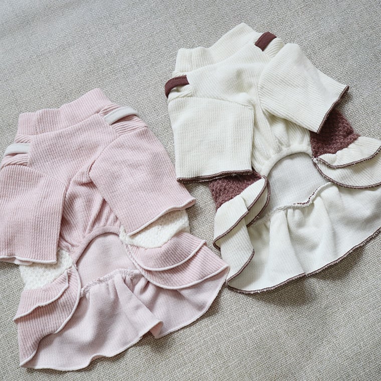 diva onepiece S ~ XL 2color / 犬服 秋冬 ワンピース ドレス 重ね着風 ドッグウェア 韓国ワンコ服 フリル 無地 シンプル 犬の服 小型犬 中型犬 ペット用品