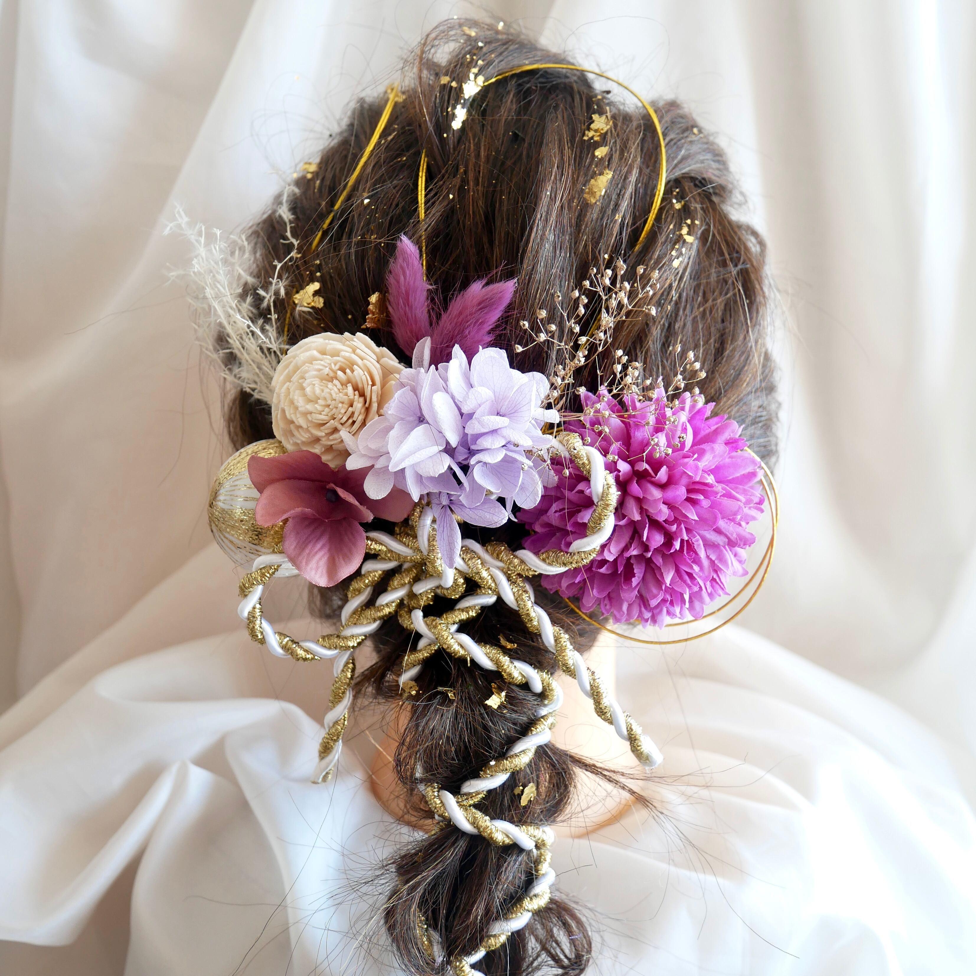ふるさと割】 ❁﻿ モダン花 帯重ねシリーズ 髪飾り 成人式 ❁﻿ riri様 