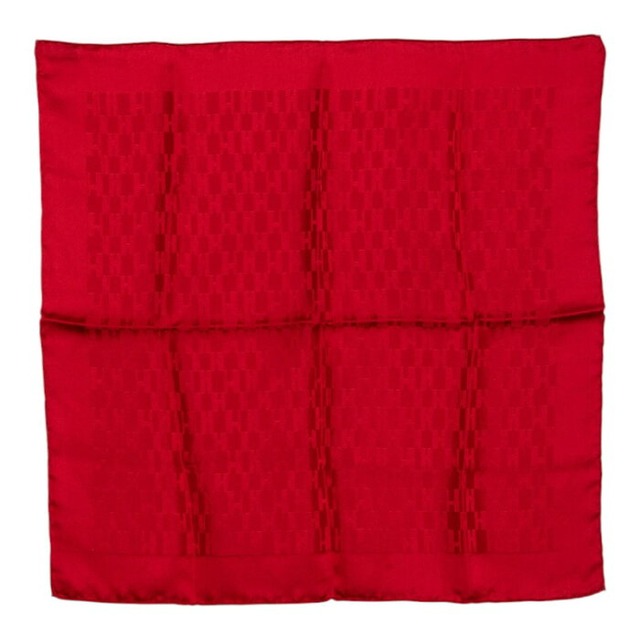 エルメス カレ45 プチカレ Hロゴ スカーフ レッド シルク レディース HERMES 【中古】