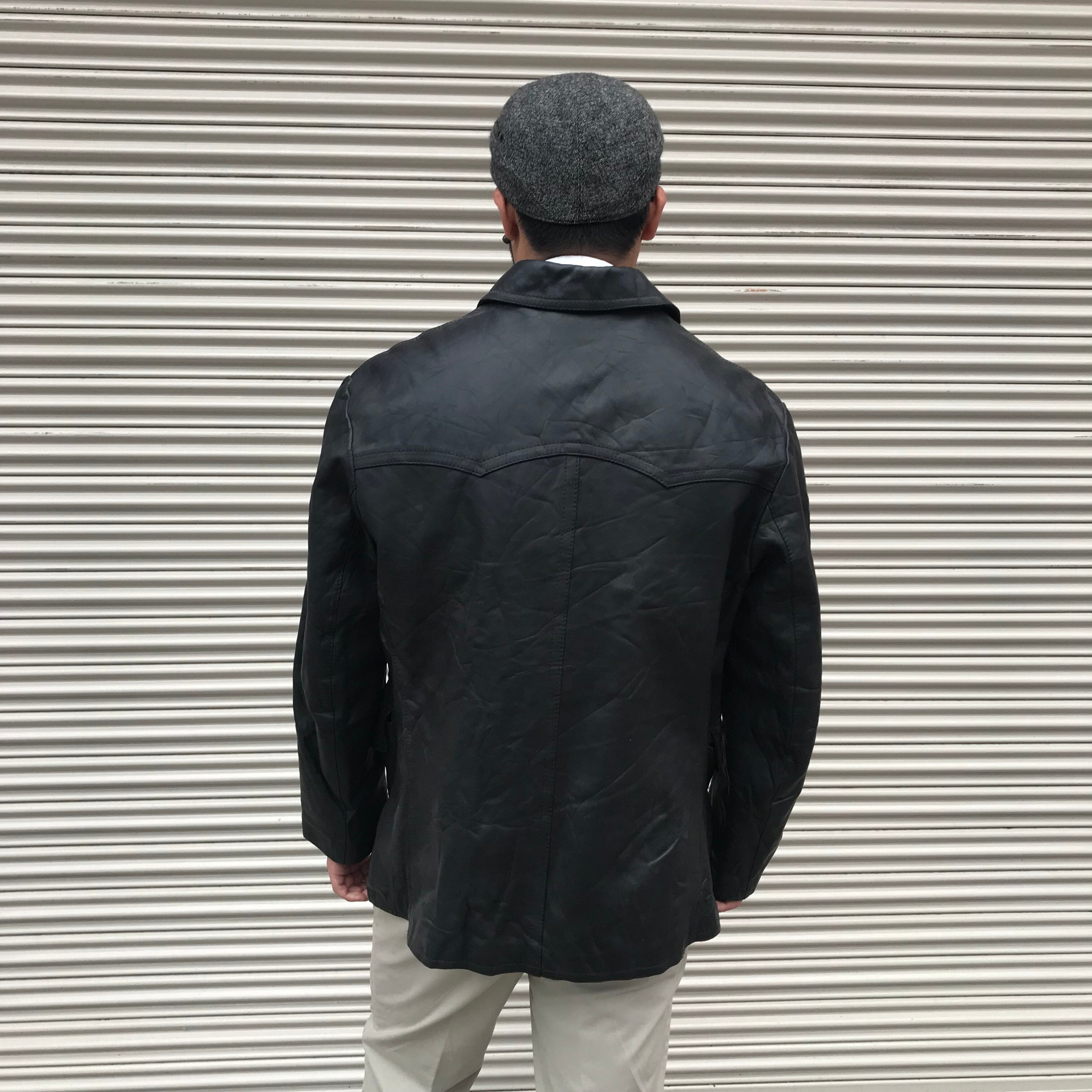 80s レザーコート カーコート ロング ベルト付き ダブル ドイツ警察？