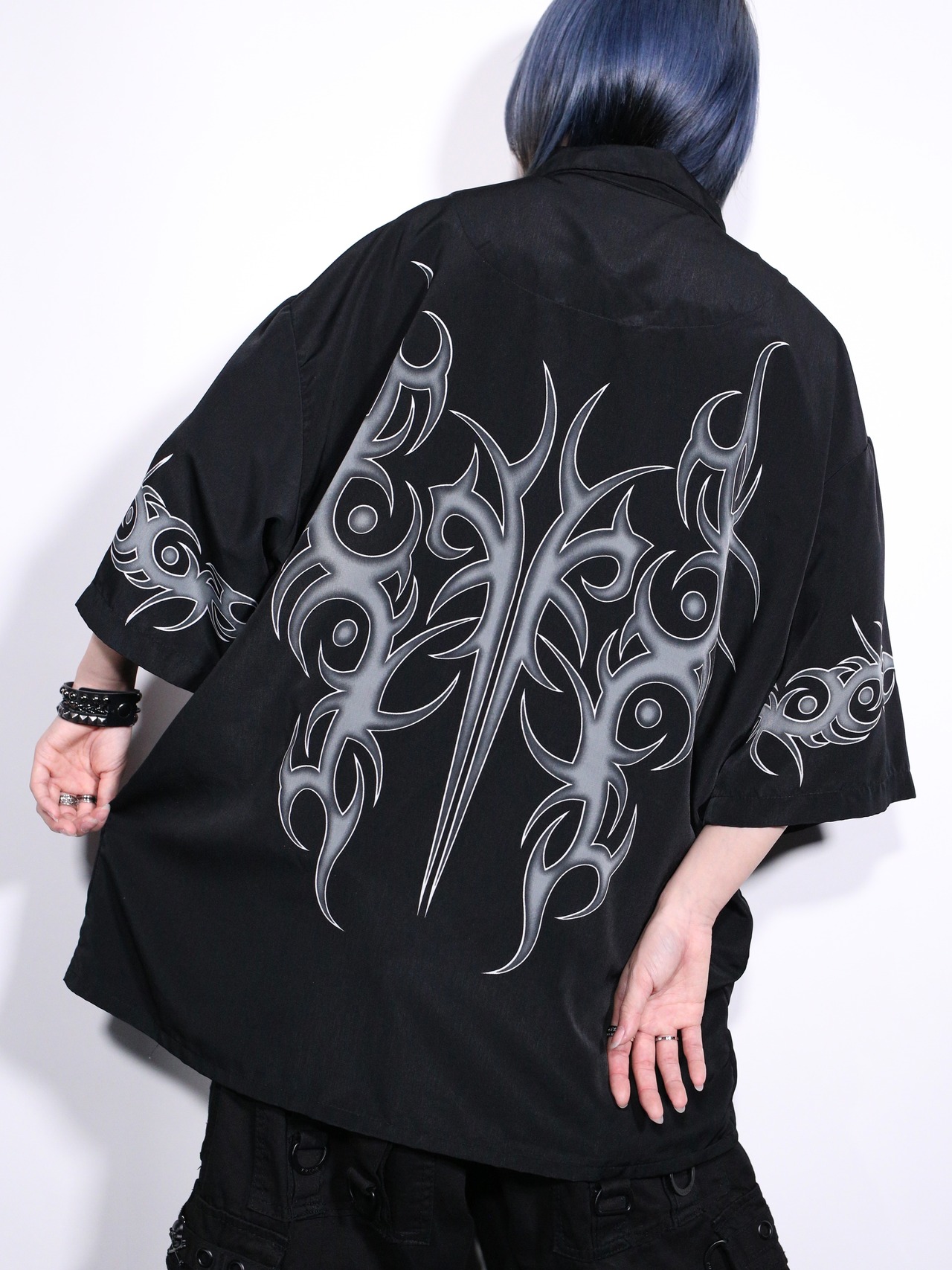 symmetry punk tribal pattern over silhouette s/s shirt - 7