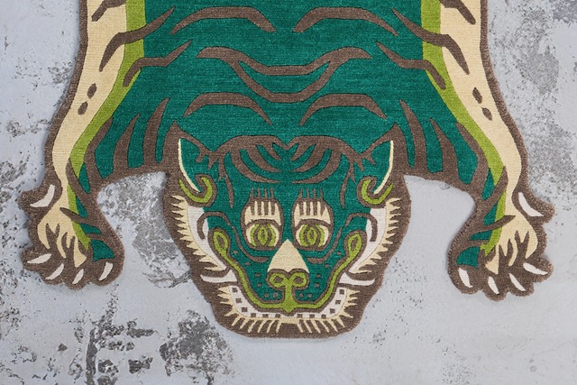 Tibetan Tiger Rug 《Mサイズ•ウール・オリジナル3・サファリグリーン331》チベタンタイガーラグ