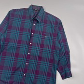 vestopia ベストピア チェック 長袖シャツ M/グリーン×赤紫系 メンズ