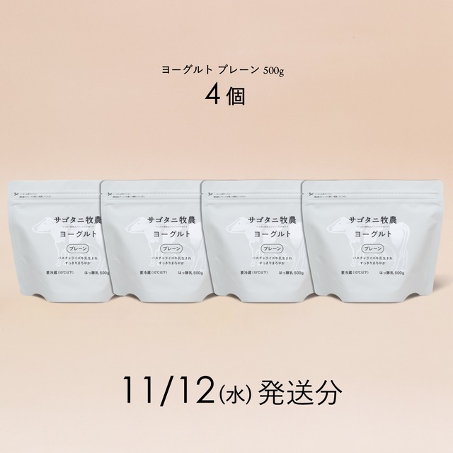ヨーグルト プレーン 500g4個セット　11月12日（水）発送分