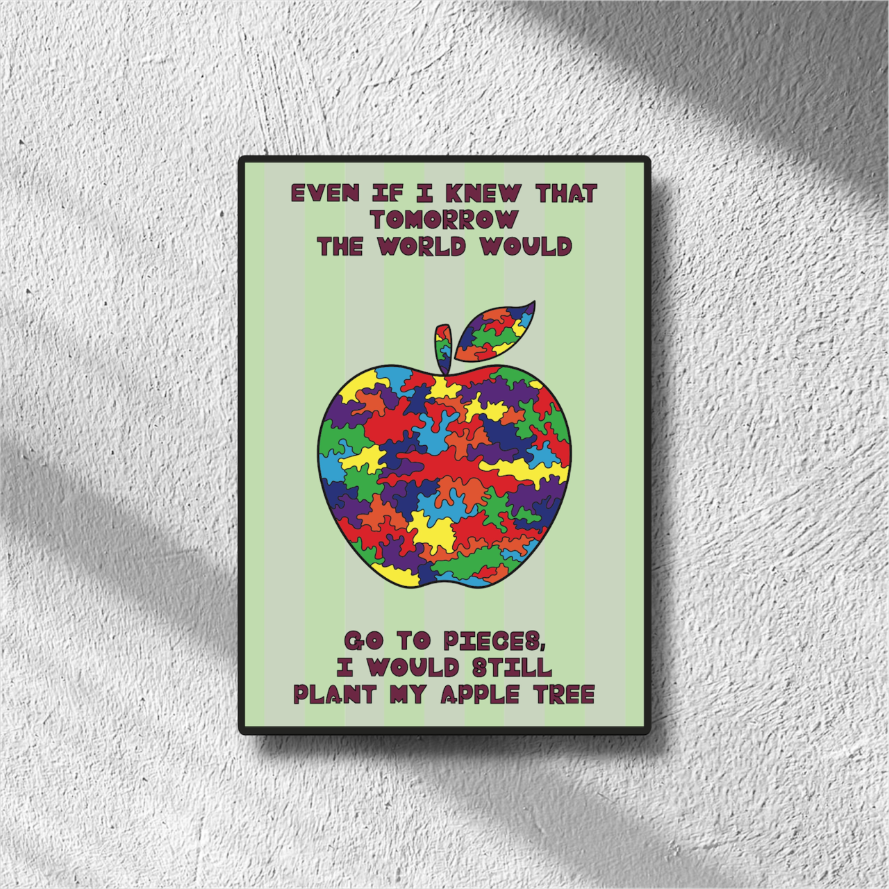 DHD(M)054【フレーム付きインテリアポスターA3　迷彩リンゴ】