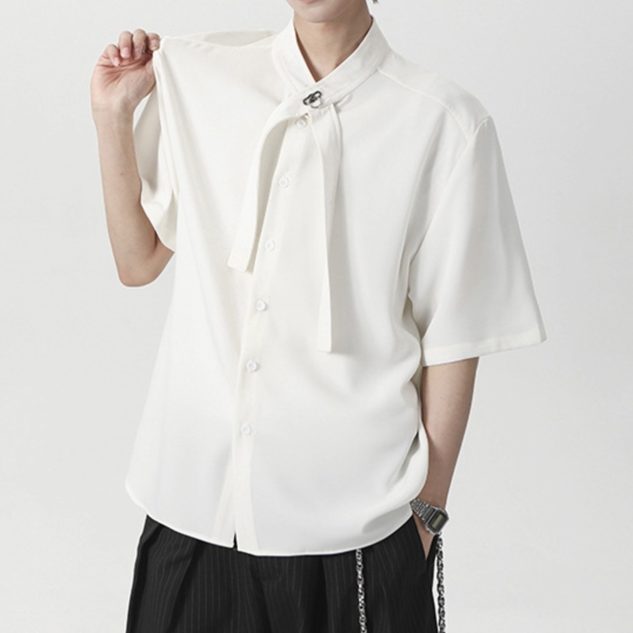 Tie Detail Stand Collar Shirt TB2416・画像12