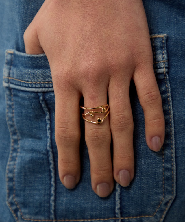 Bubble Noir Ring（オニキス）silver / gold