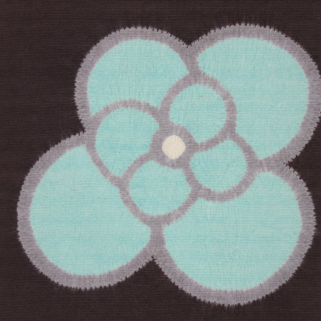 名古屋帯 麻 絞りの花模様 大きなお花の模様 絞り染 開名古屋帯【中古】 | かわの屋
