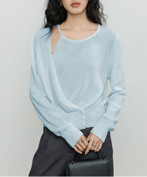 リネン混◆フェイクツーピーストップス【t-10399】