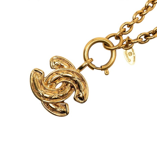 シャネル マトラッセ ココマーク チェーン ペンダント ネックレス ゴールド メッキ レディース CHANEL 【中古】