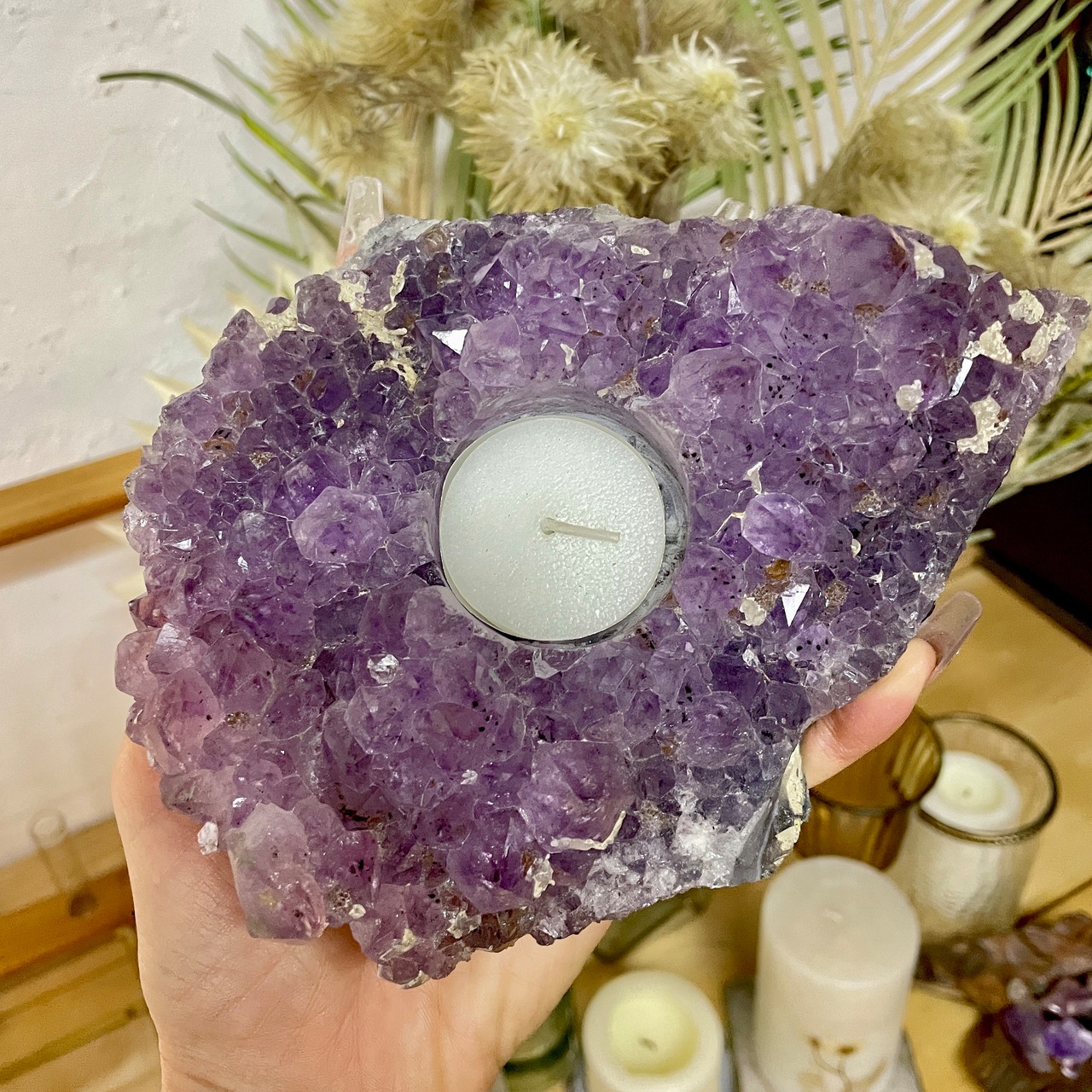 キラキラが可愛い天然石ブラジル産アメジストの結晶で作った 
