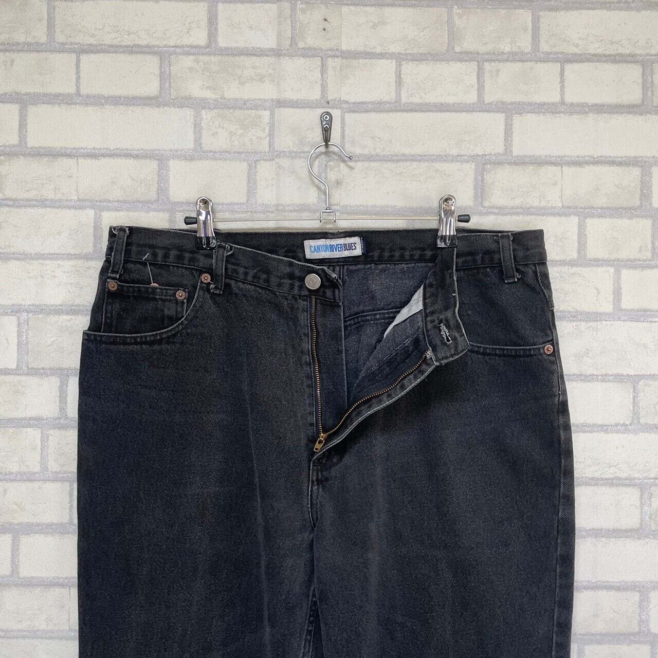 W36×L30】CANYON RIVER BLUES ブラックデニムパンツ 革パッチ | 古着屋 