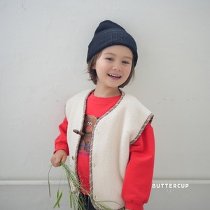 【Butter cup】ビッグベアスウェット 80〜110cm レッド 241020