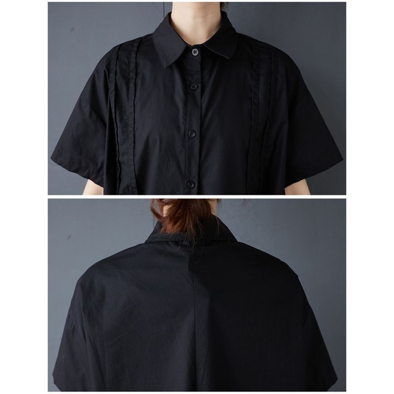 アシメトリーヘムデザイン シャツワンピース  30247